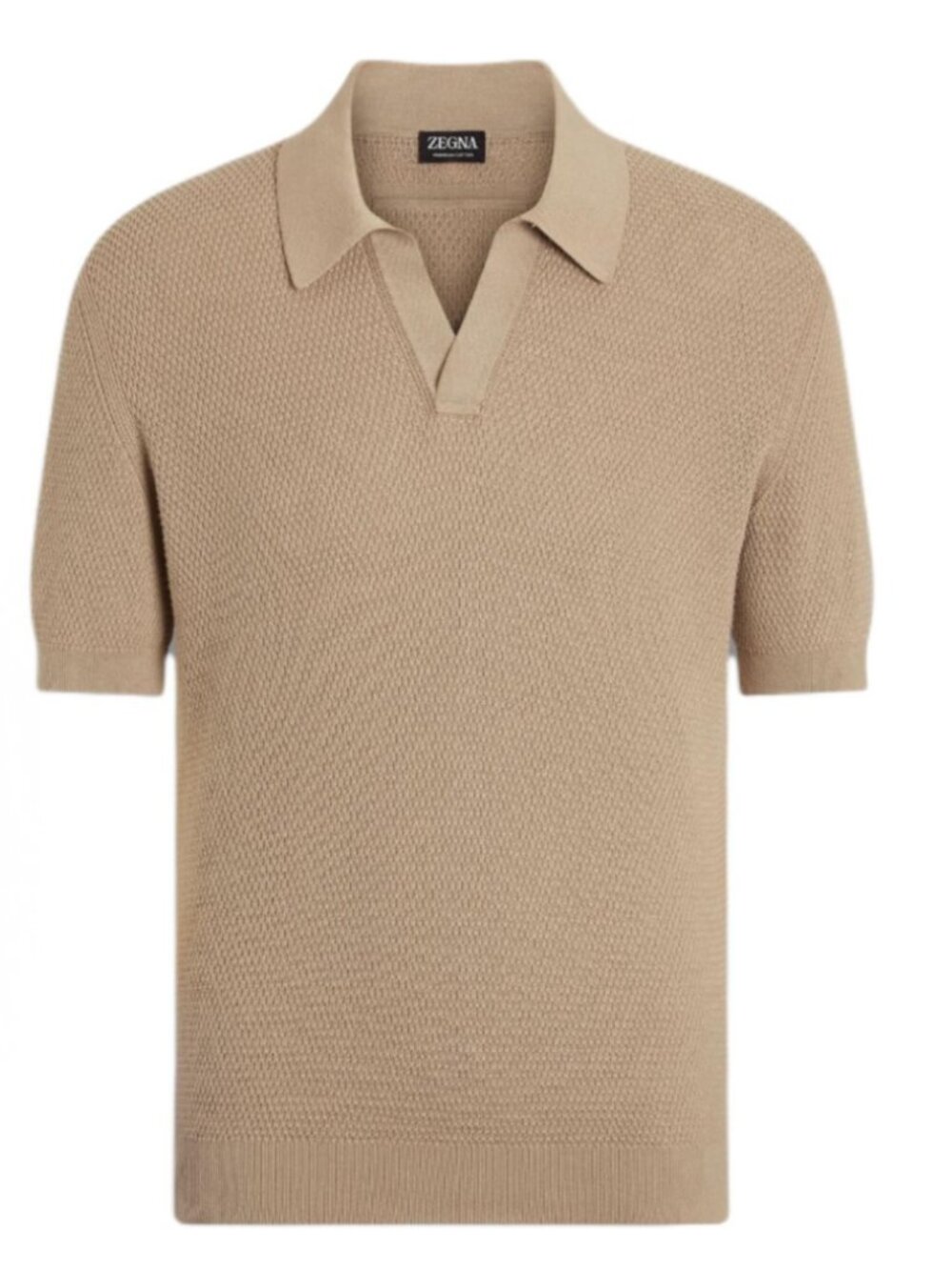 ZEGNA Tencel Cotton Seagull Collar Knitted Short-Sleeve